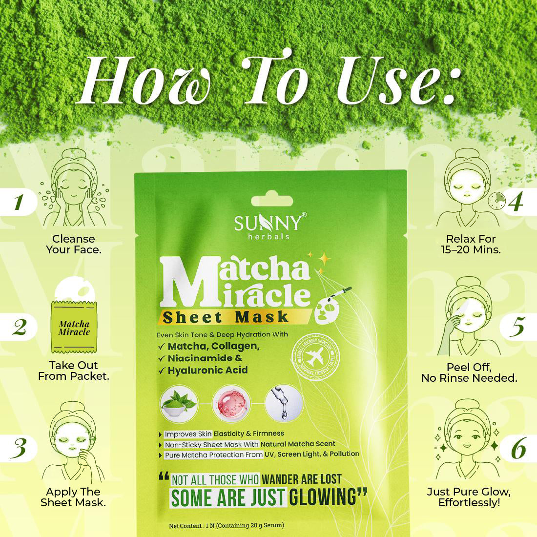 Sunny Herbals Matcha Miracle Sheet Mask