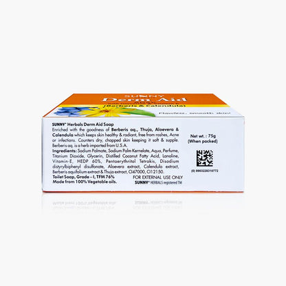 Akne Aid, Derm Aid, Neem Tulsi, Turmeric And Aloevera Calendula Bathing Soaps (5x75g)