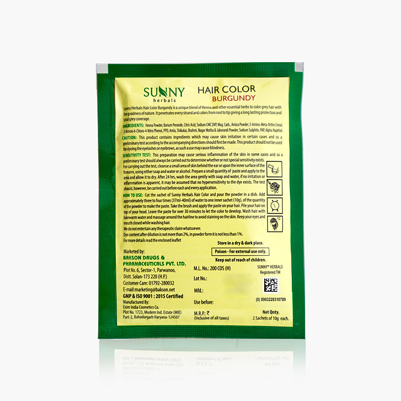 Sunny Herbals Hair Color with Henna, Amla, Shikakai and Bhringraj 10 Gm