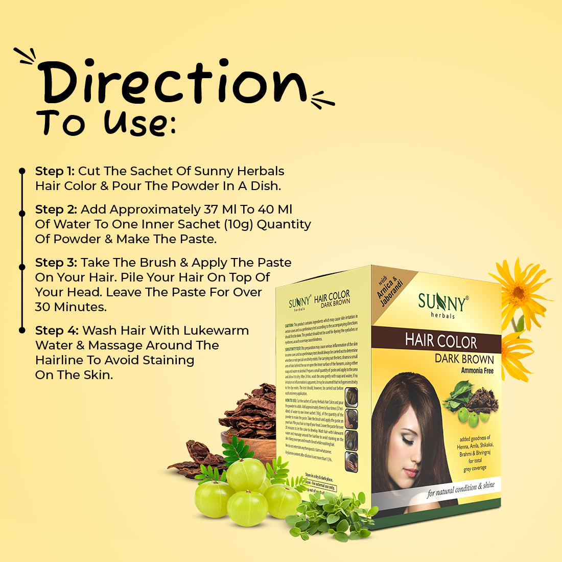 Sunny Herbals Hair Color with Henna, Amla, Shikakai and Bhringraj 10 Gm
