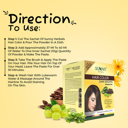 Sunny Herbals Hair Color with Henna, Amla, Shikakai and Bhringraj 10 Gm