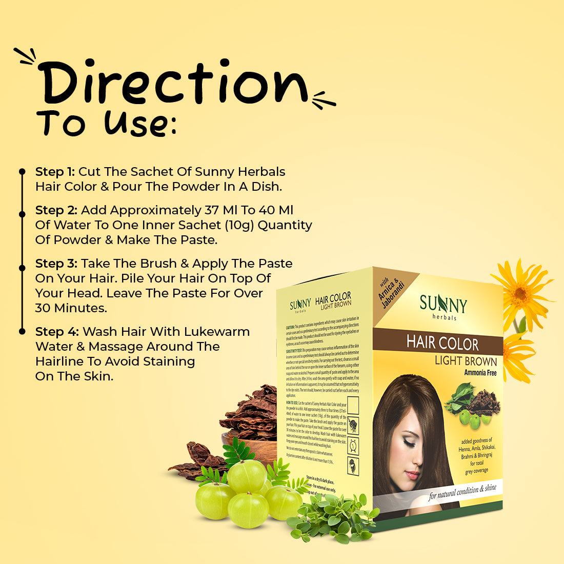 Sunny Herbals Hair Color with Henna, Amla, Shikakai and Bhringraj 20 Gm
