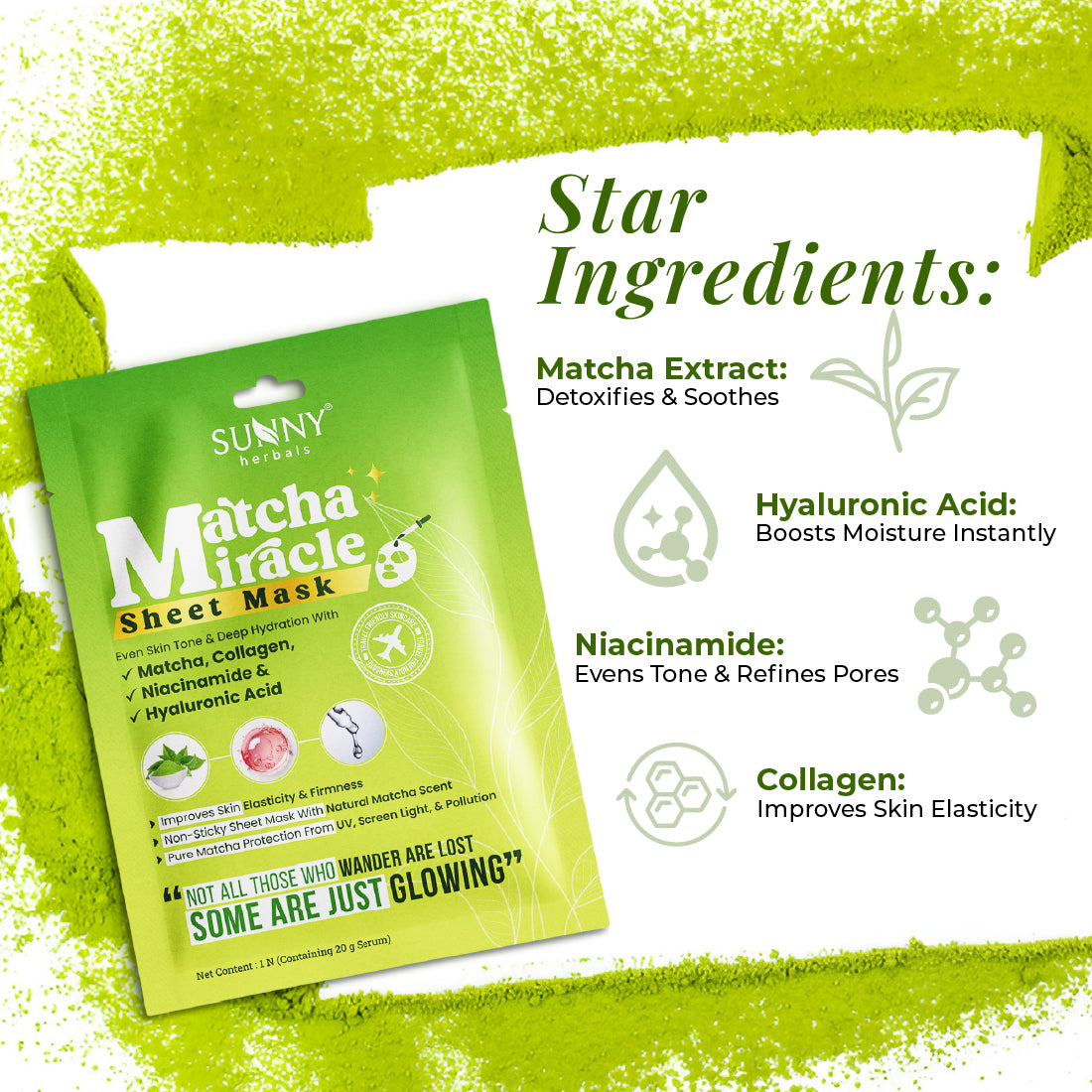 Sunny Herbals Matcha Miracle Sheet Mask