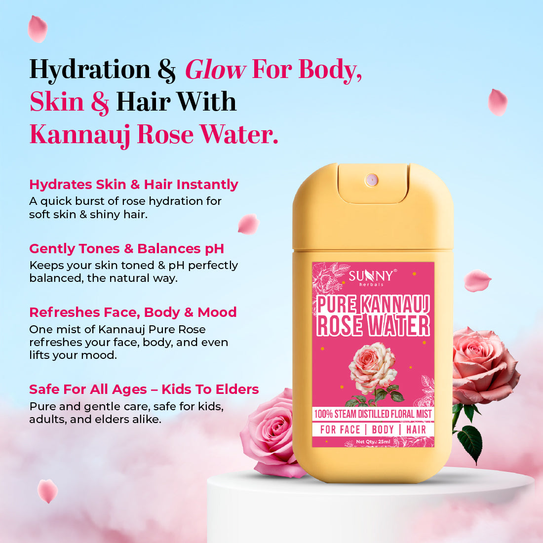 Pure Kannauj Rose Water- 25 ML