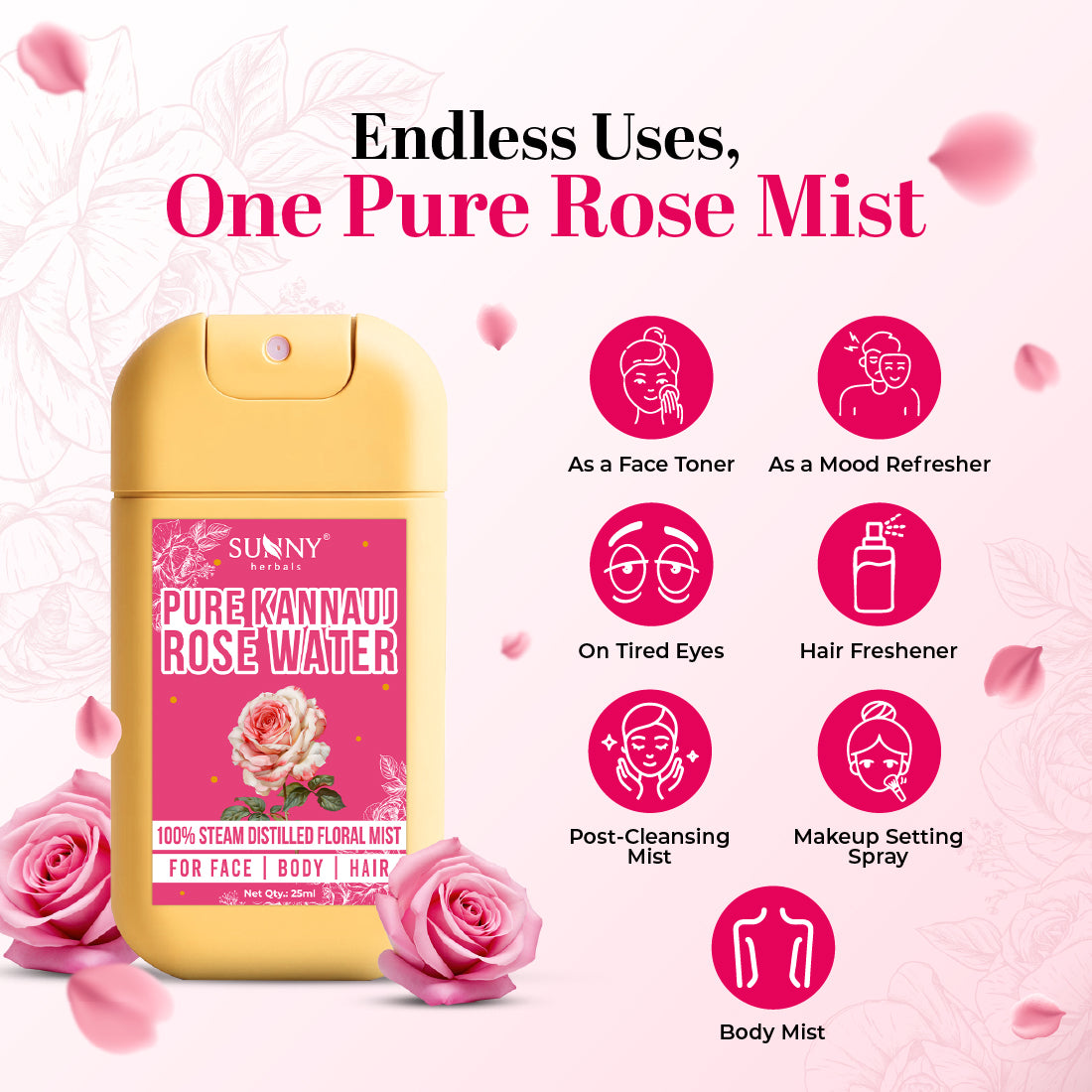 Pure Kannauj Rose Water- 25 ML