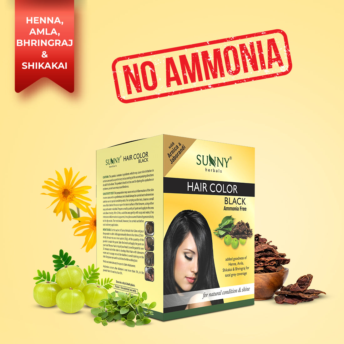 Sunny Herbals Hair Color with Henna, Amla, Shikakai and Bhringraj 20 Gm