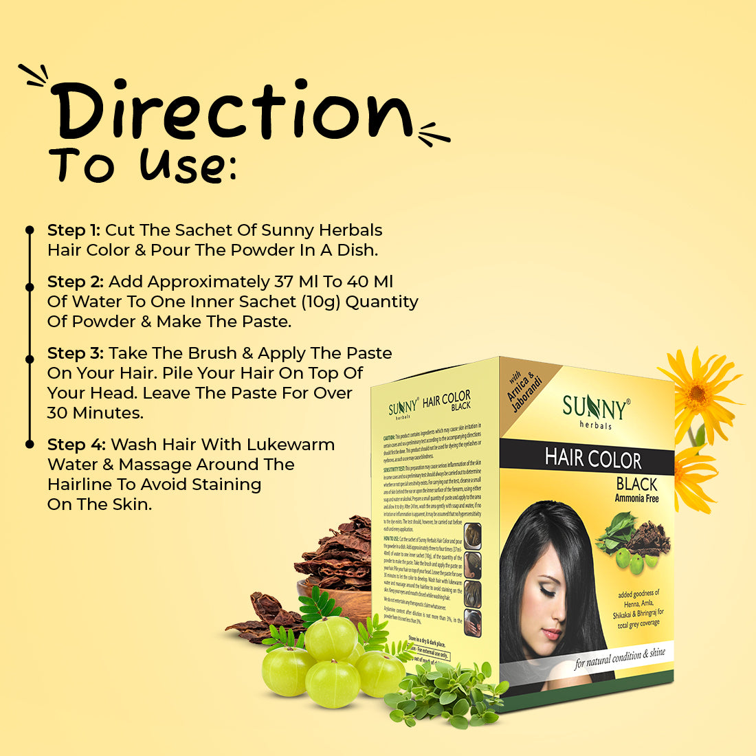 Sunny Herbals Hair Color with Henna, Amla, Shikakai and Bhringraj 20 Gm