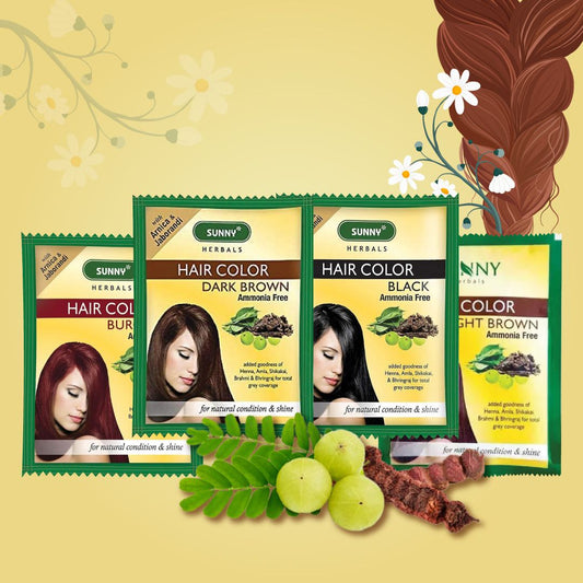 Sunny Herbals Hair Color with Henna, Amla, Shikakai and Bhringraj 10 Gm